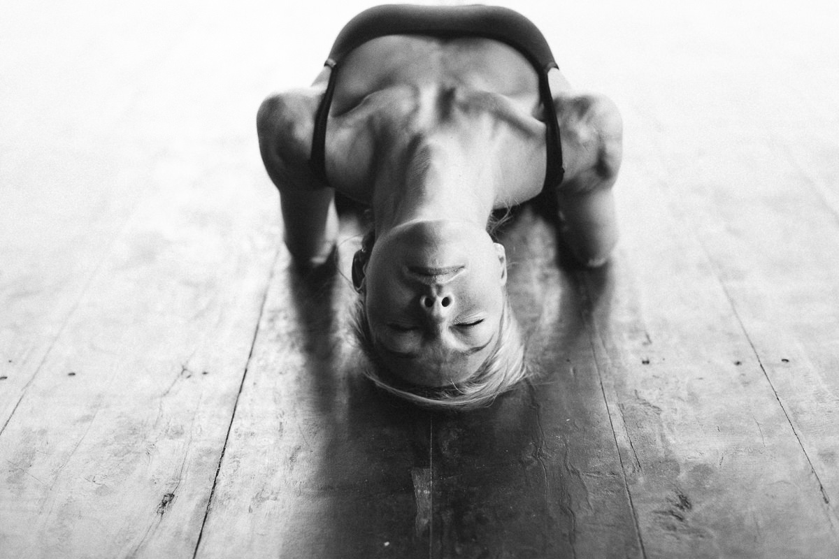 black and white picture of an expressive yoga pose