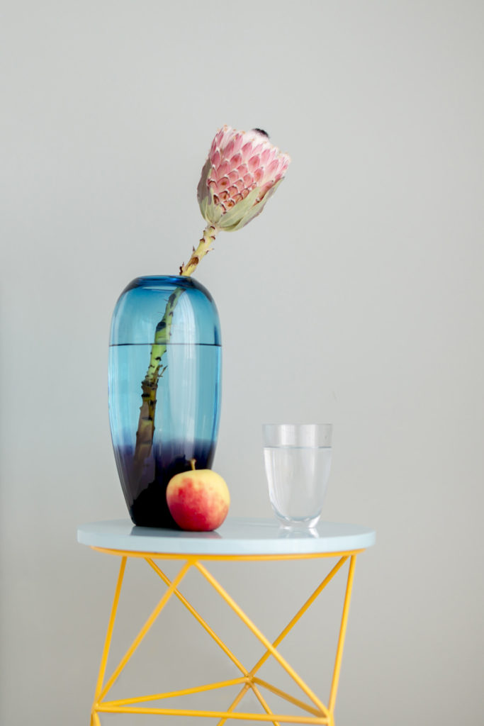 Foto einer blauen Vase mit Protea | Foto: Hanna Witte