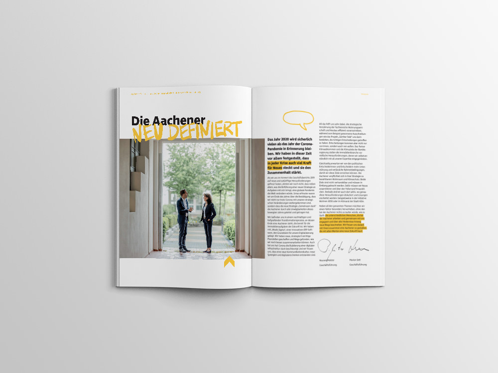Geschäftsbericht Muster der Aachener Siedlungs- und Wohnungsgesellschaft in Köln | Foto: Hanna Witte