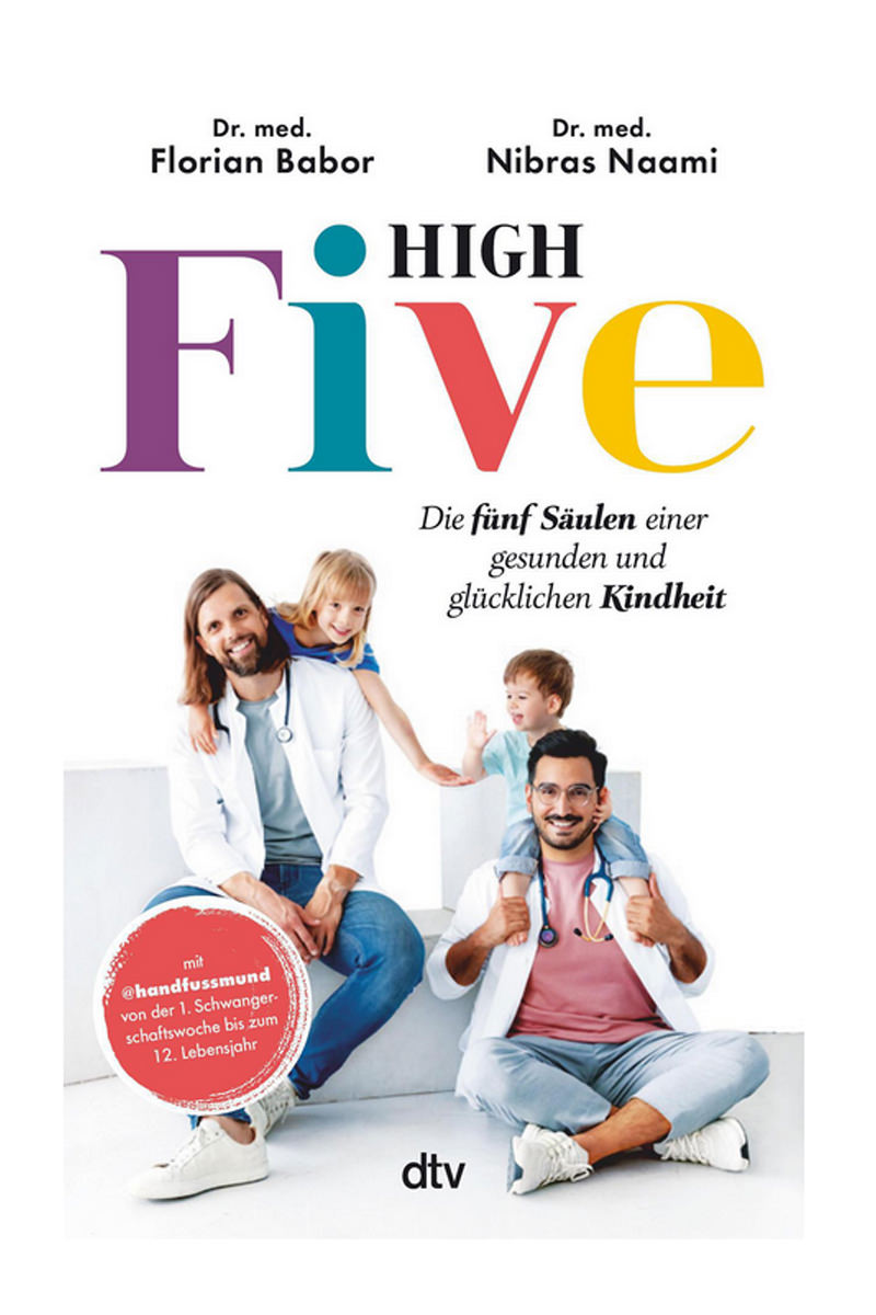 Buchtitel des Kindergesundheitsbuchs High Five von den Kinderärzten Florian Babor und Nibras Naami | Foto: Hanna Witte